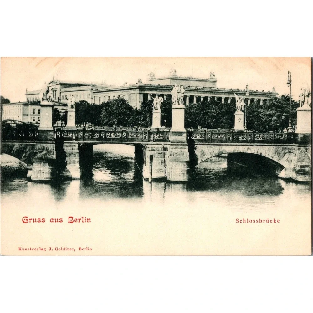Vintage Berlin‎ Schlossbrücke Black & White Postcard by J. Goldiner